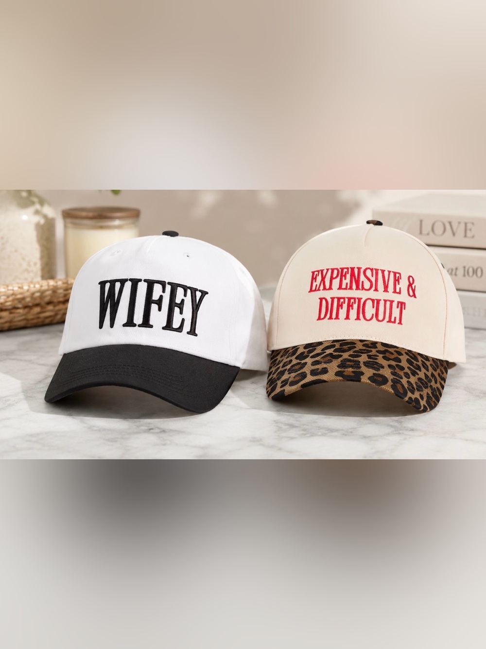 SHEIN 'WIFEY' and Leopard Baseball Caps Set- Bachelorette/Girls Trip